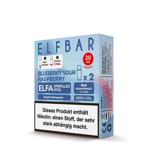 2x Elfbar ELFA CP Prefilled Pod - Blueberry Sour Rasperry Packung